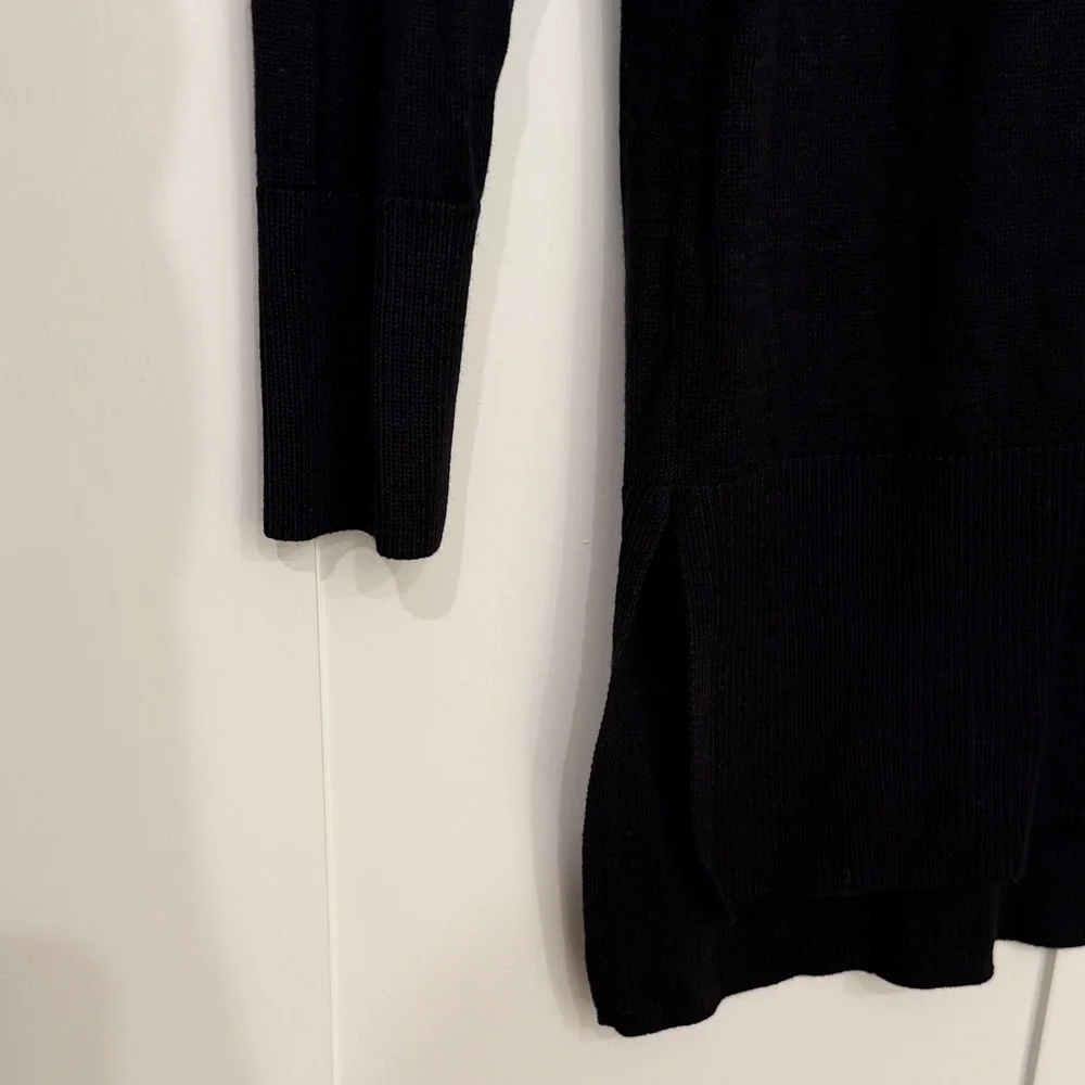 🌻3/$25 Worthington Womens Black Crewneck Tunic Sweater Side Slit Long Sleeve